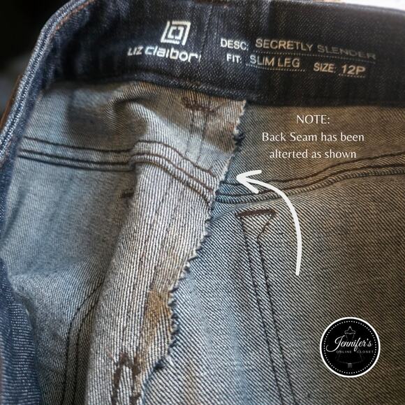 Liz Claiborne Secretly Slender Dark Wash Slim Leg Jeans Size 12P - Picture 5 of 8